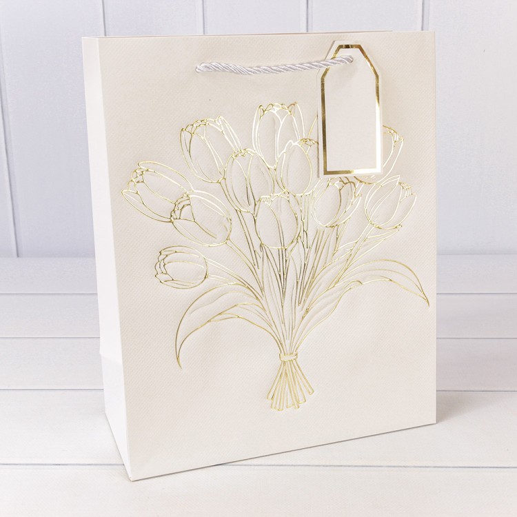 000330C	 Пакет подарочный "Букет" с блеском 210г 26*32*12 1/20 1/240