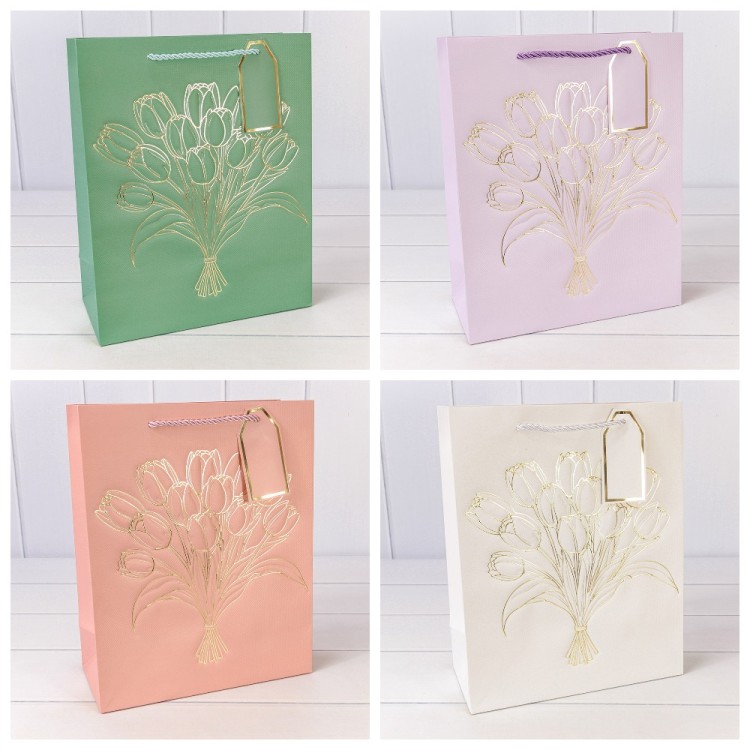 000330C	 Пакет подарочный "Букет" с блеском 210г 26*32*12 1/20 1/240