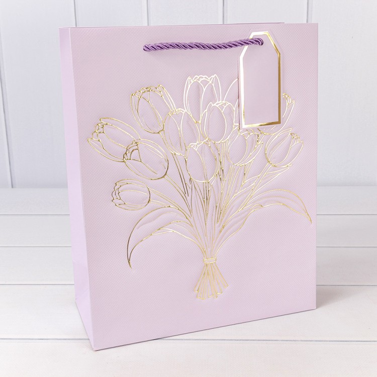 000330C	 Пакет подарочный "Букет" с блеском 210г 26*32*12 1/20 1/240