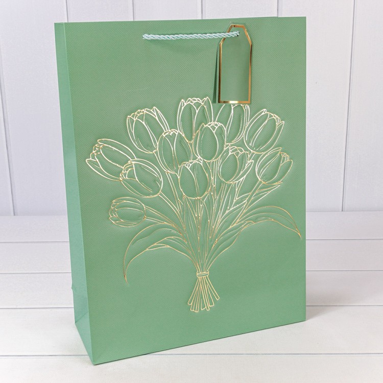 000330A	Пакет подарочный "Букет" с блеском 210г 31*42*12 1/20 1/120