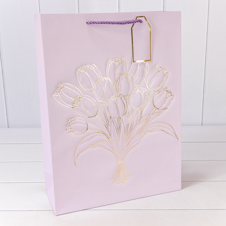 000330A	Пакет подарочный "Букет" с блеском 210г 31*42*12 1/20 1/120