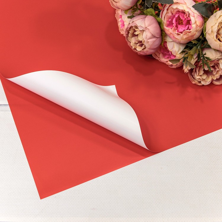 1631/185 Плёнка в листах 55*55 (20 шт.) матовая двухсторонняя 65мкм Красный-185/Белый 1/60