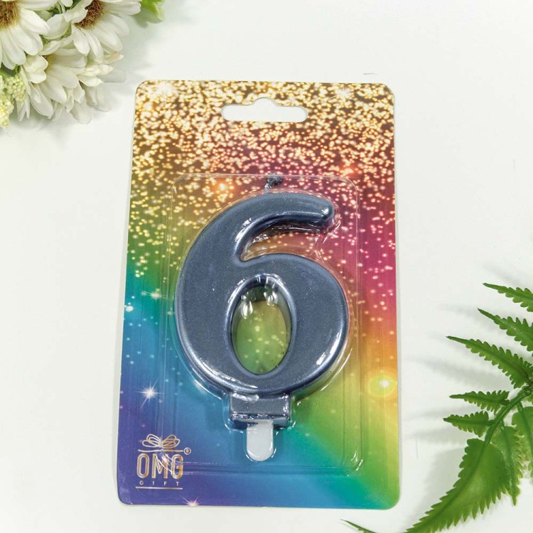 20010-74/6 Свеча для торта Цифра 6 "Гигант" 8см Синий 1/12 1/288