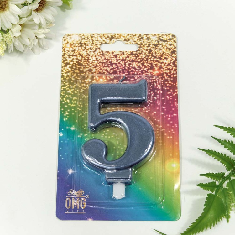 20010-74/5 Свеча для торта Цифра 5 "Гигант" 8см Синий 1/12 1/288