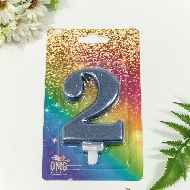 20010-74/2 Свеча для торта Цифра 2 "Гигант" 8см Синий 1/12 1/288