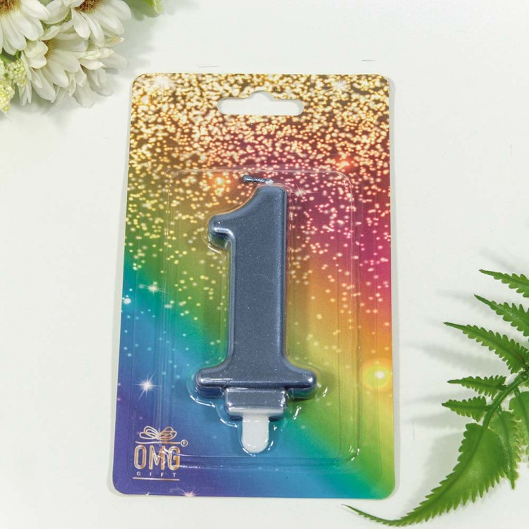 20010-74/1 Свеча для торта Цифра 1 "Гигант" 8см Синий 1/12 1/288