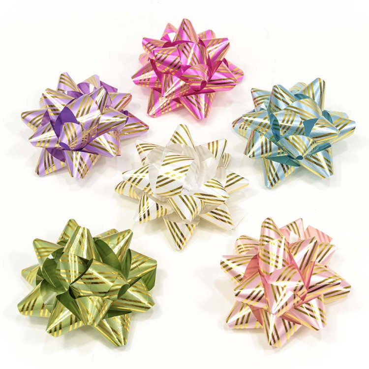 500566-76 Бант-звезда 7,6 см "Золотые полоски" (микс) 1/6 1/40 упак. 500566-76 Бант-звезда 7,6 см "Золотые полоски" (микс) 1/6 1/40 упак.