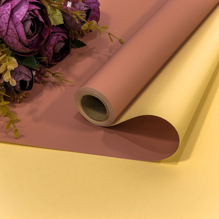 1604/4053 Плёнка 0,58*10м матовая двухсторонняя 65мкм Марсала/Жёлтый 1/30