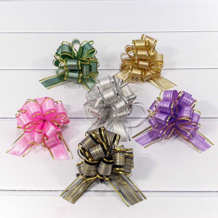 000594-30 Бант-шар 3 см "Граффити" с органзой и золотой полосой (микс) 1/50 1/3000