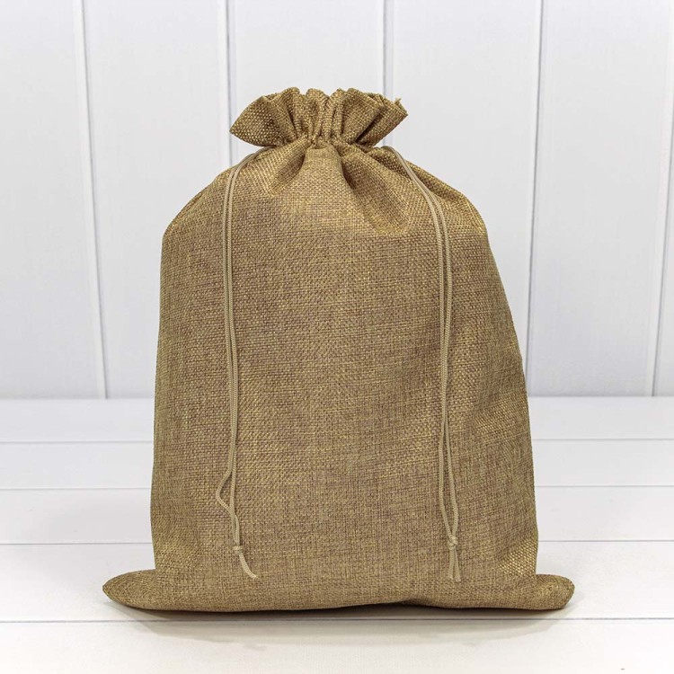 000809A Мешочки из искусственного льна 30*40 см однотонные коричневый 1/20 1/300