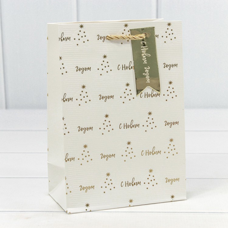 300382G Пакет подарочный с тиснением "Новый год" (микс) 14*20*8 210г 1/20 1/480