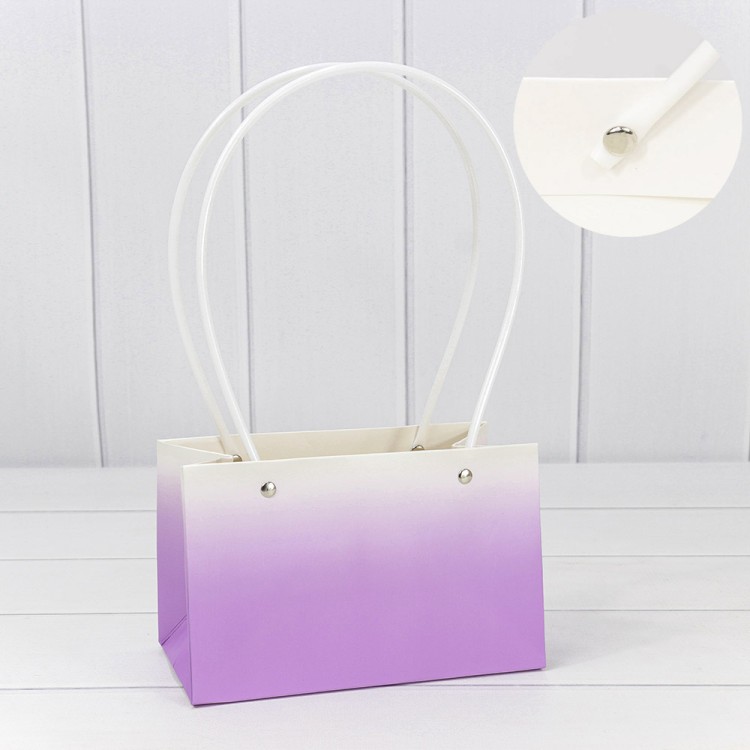 000184GA/2 Пакет подарочный "Ваза для цветов" 19*12*10,5 "Градиент" Сиреневый 1/10 1/150