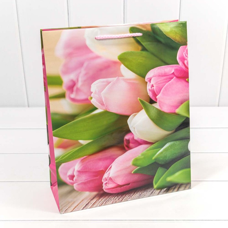 00019C Пакет подарочный "Цветы" 128 гр/м2 26*32*10 см (микс) 1/20 1/360