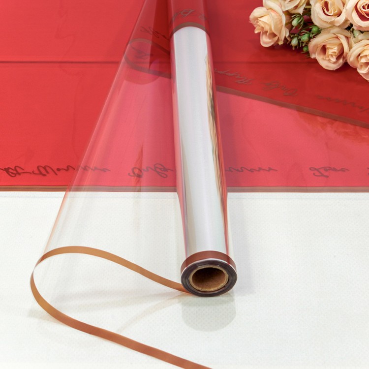 1634/4 Плёнка 0,57*10м матовая/глянцевая с окошком 55мкм Красный 1/30