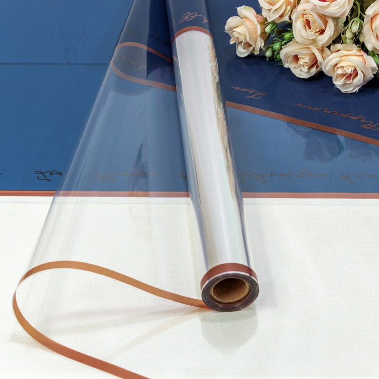 1634/6 Плёнка 0,57*10м матовая/глянцевая с окошком 55мкм Синий 1/30