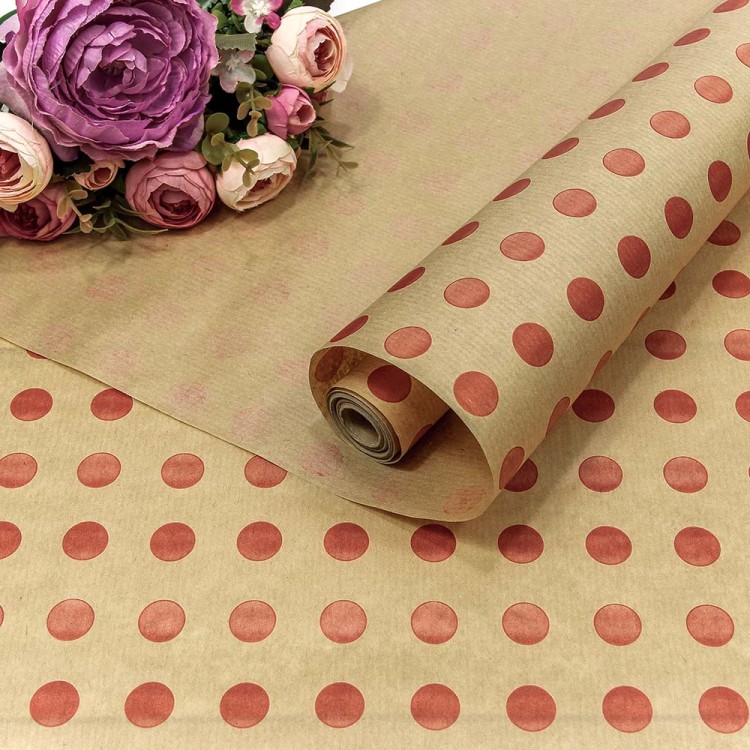 1403/35 Бумага Крафт 0,72*10м Верже 40г "Горох" Красный 1/22