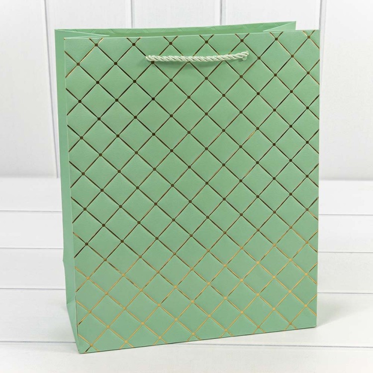 000391C/10 Пакет подарочный "Ромб" Зелёный 26*32*12 210г 1/20 1/120