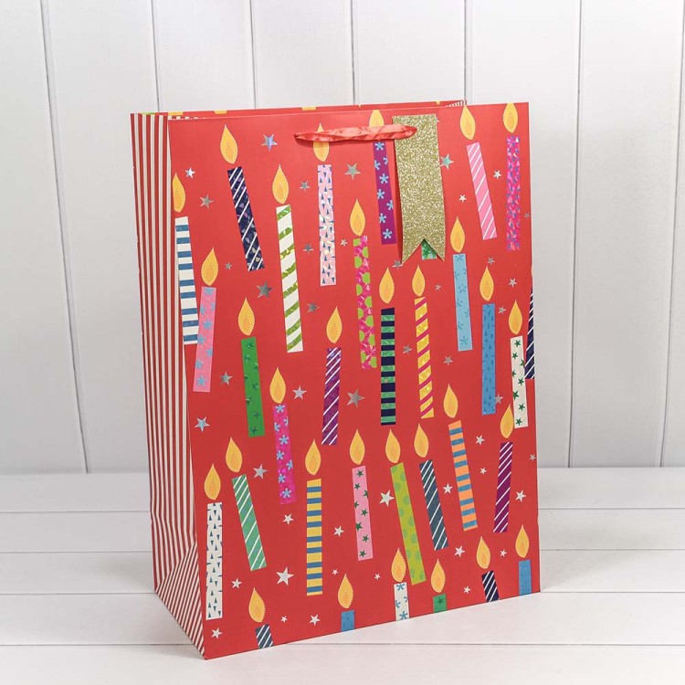 000159T Пакет подарочный с тиснением "Happy Birthday" (микс) 40*55*20 210г 1/20 1/60