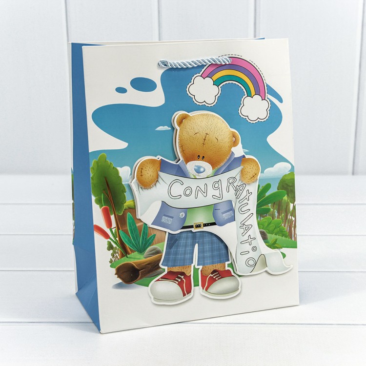 000334E Пакет подарочный с 3D аппликацией "Мишки" (микс) 18*23*10 210г 1/20 1/360