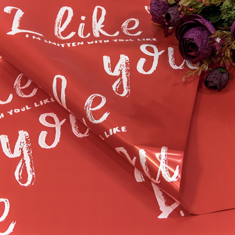 1650/2347 Пленка в листах 58*58 (20 шт.) Матовая "I like you" 55мкм Красный-2347 1/60