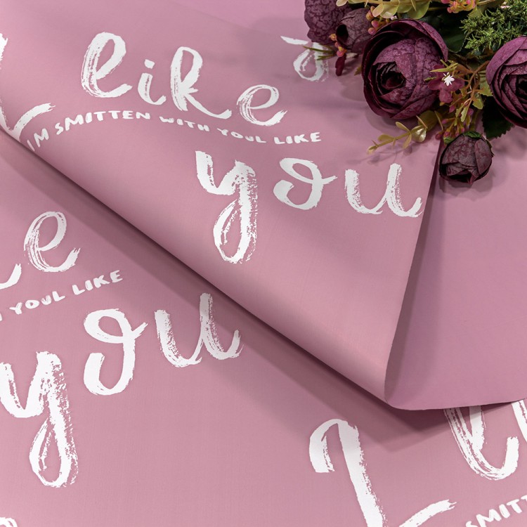 1650/2064 Пленка в листах 58*58 (20 шт.) Матовая "I like you" 55мкм Серовато-пурпурный 1/60