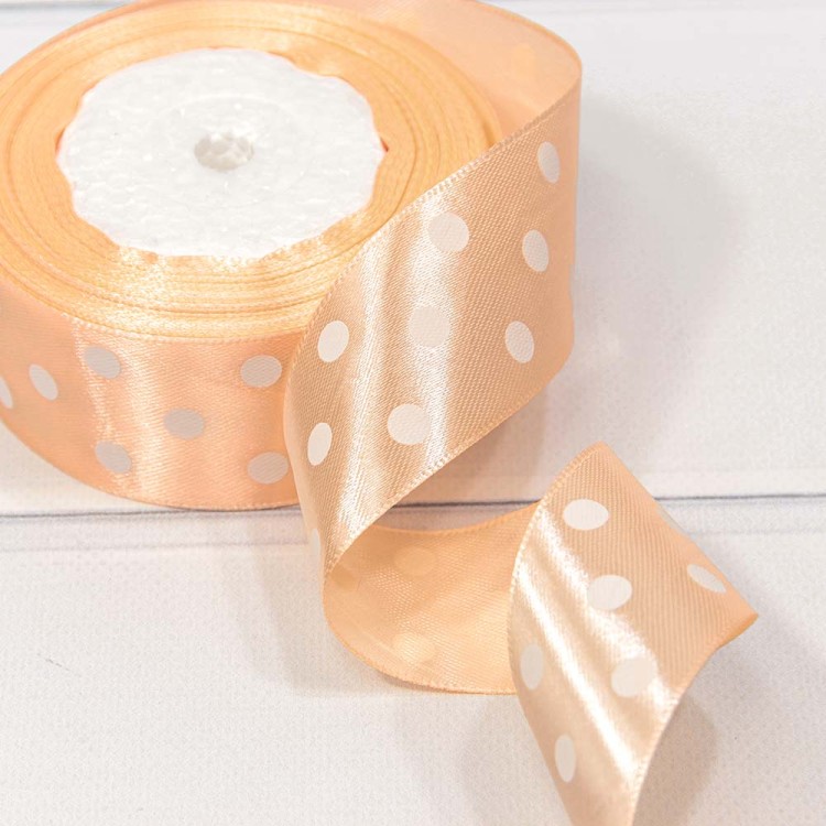 560-38/07 Лента Атласная Горох 3,8см*25ярд Персиковый 1/6 1/108 560-38/07 Лента Атласная Горох 3,8см*25ярд Персиковый 1/6 1/108