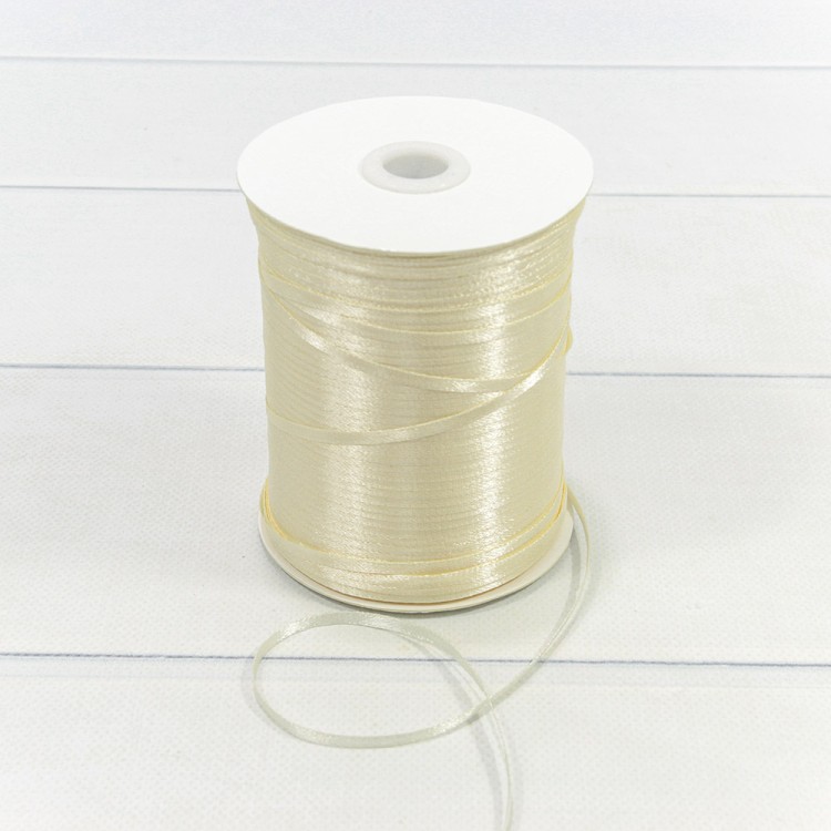 595-03/08 Лента Атласная Сатин (бобина) 0,3см*870ярд Бежевый 1/40		