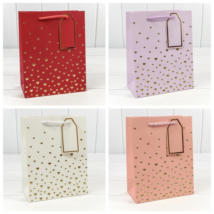 000880E Пакет подарочный с тиснением "Сердечки" (микс 1) 18*23*10 210г 1/20 1/360