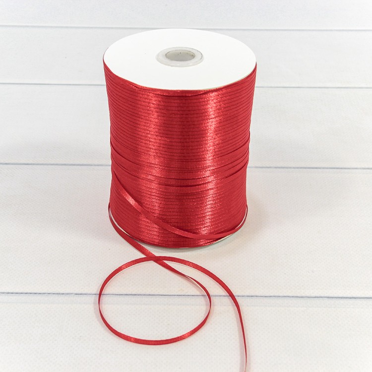 595-03/26 Лента Атласная Сатин (бобина) 0,3см*870ярд Красный 1/40		