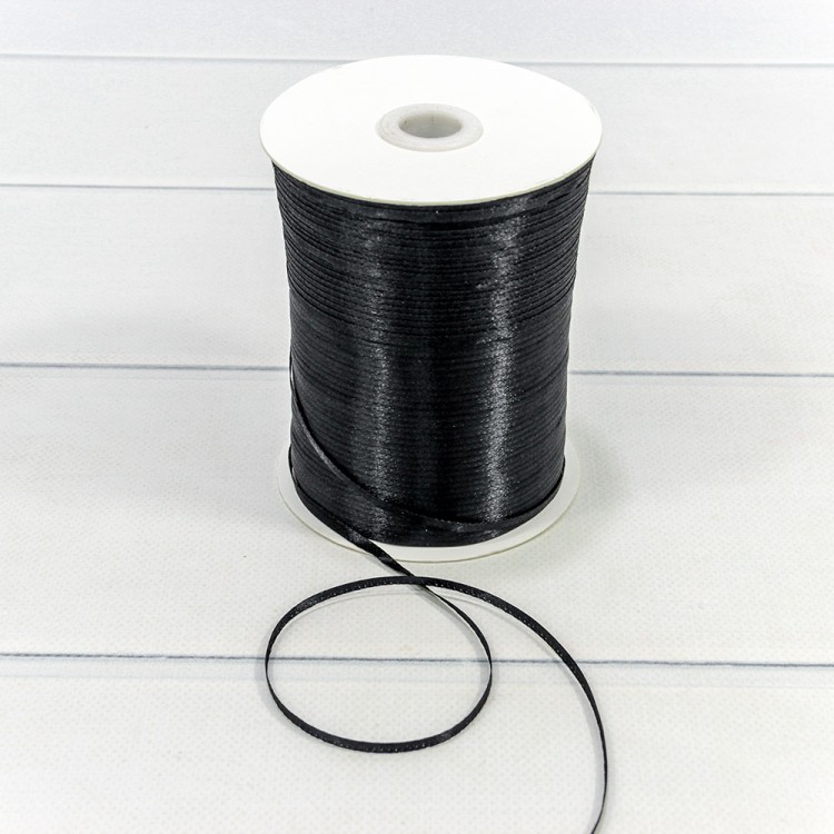 595-03/39 Лента Атласная Сатин (бобина) 0,3см*870ярд Чёрный 1/40		