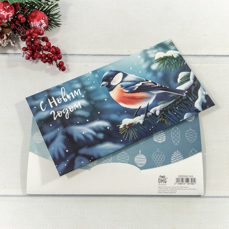003004/343 Конверт подарочный 16,5*9см "С новым годом!" - 343 1/10 1/250															
