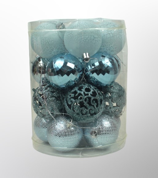 210-6020/03 Набор шары новогодние Голубой микс D 5,5 см шара 20шт/упак