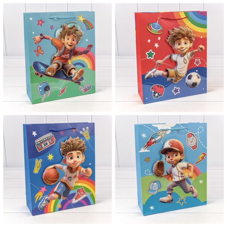 000267C	Пакет подарочный с 3D аппликацией "Детский" (микс 267) 26*32*10 210г 1/20 1/240