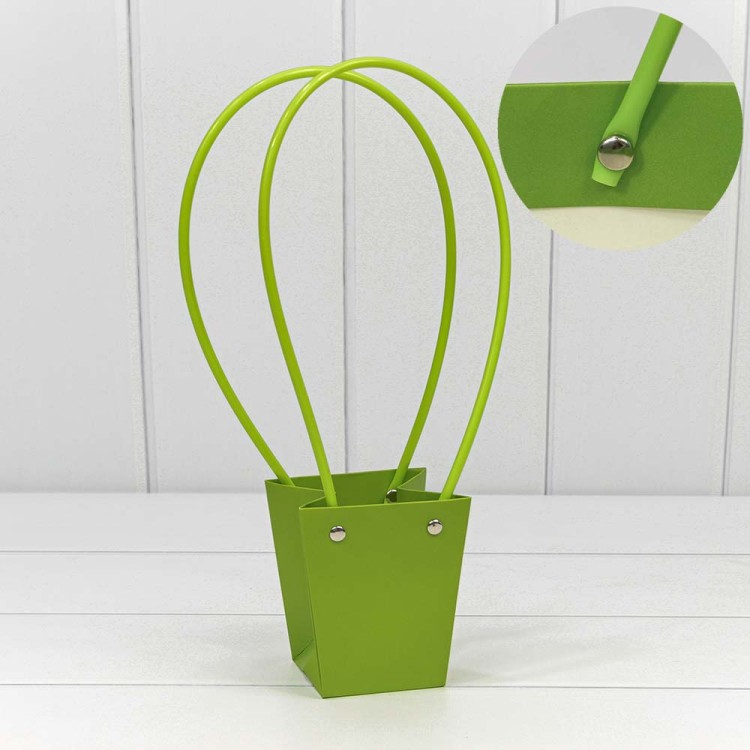 000171J/28 Пакет подарочный "Ваза для цветов" 10*9*6,5 Салатовый 1/10 1/300