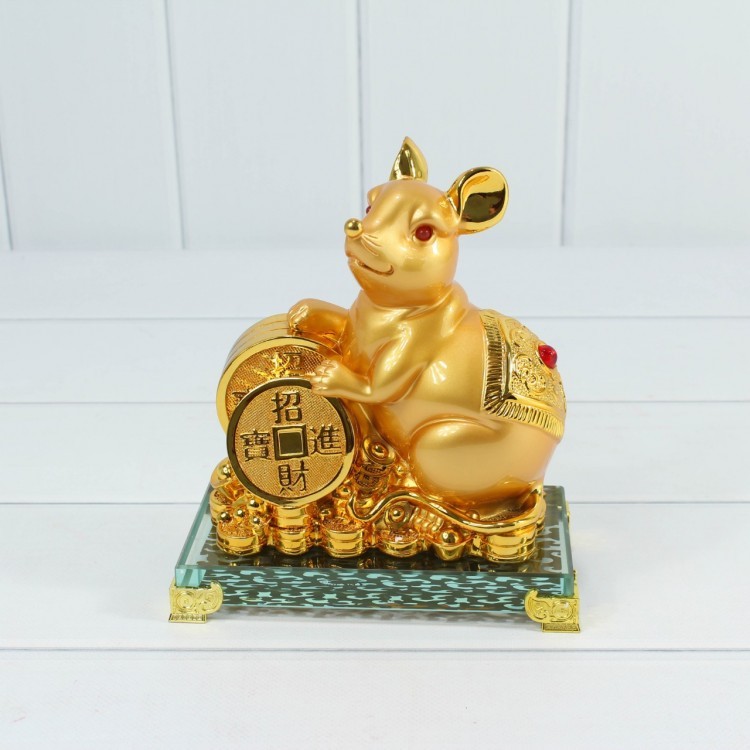 ZM50-7 Мышка с монетами 16*8*18 см (сусальное золото) 