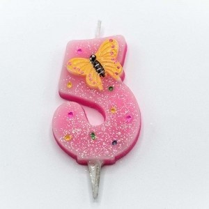 20011/5 Свечи для торта Цифра 5 "Бабочка" 6,7см 1/12 1/120